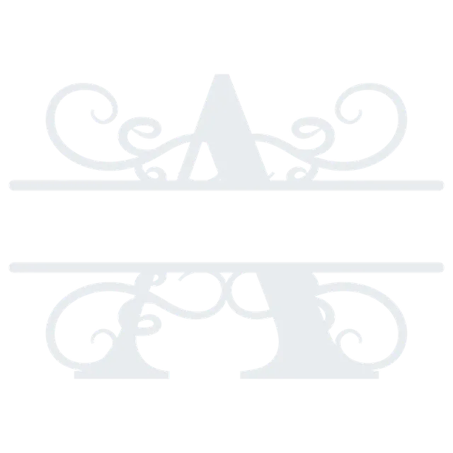 Swirl monogram letter A with a blank name panel